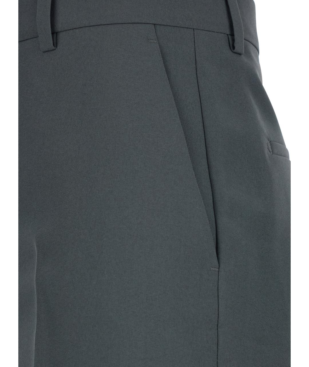 GUCCI Серые полиэстеровые прямые брюки, фото 3