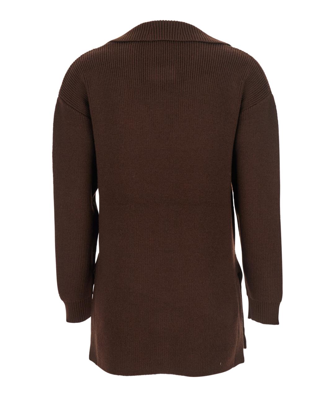ELISABETTA FRANCHI Коричневый шерстяной джемпер / свитер, фото 2