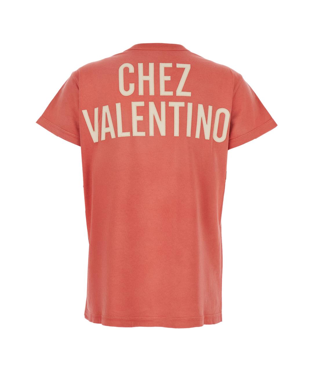 VALENTINO Красная хлопковая футболка, фото 2