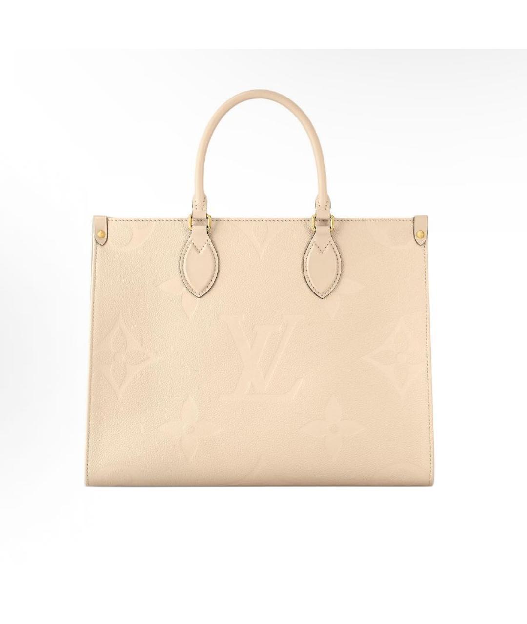 LOUIS VUITTON Бежевая кожаная сумка с короткими ручками, фото 4