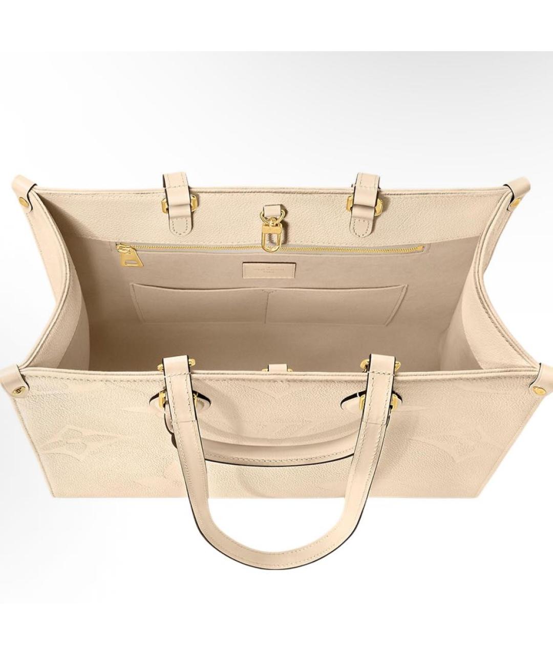 LOUIS VUITTON Бежевая кожаная сумка с короткими ручками, фото 3