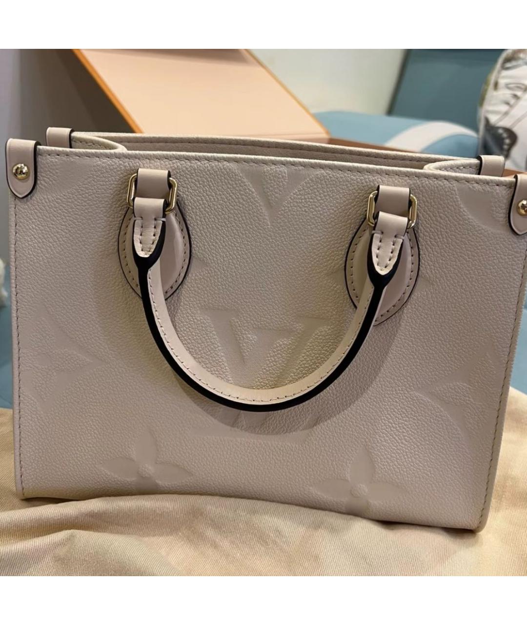 LOUIS VUITTON Бежевая кожаная сумка с короткими ручками, фото 2