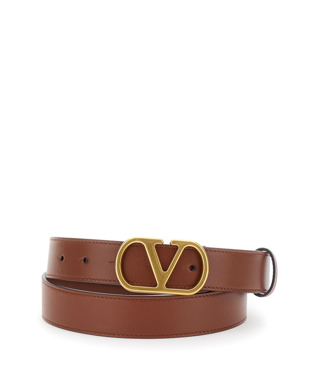 VALENTINO Коричневый кожаный ремень, фото 1
