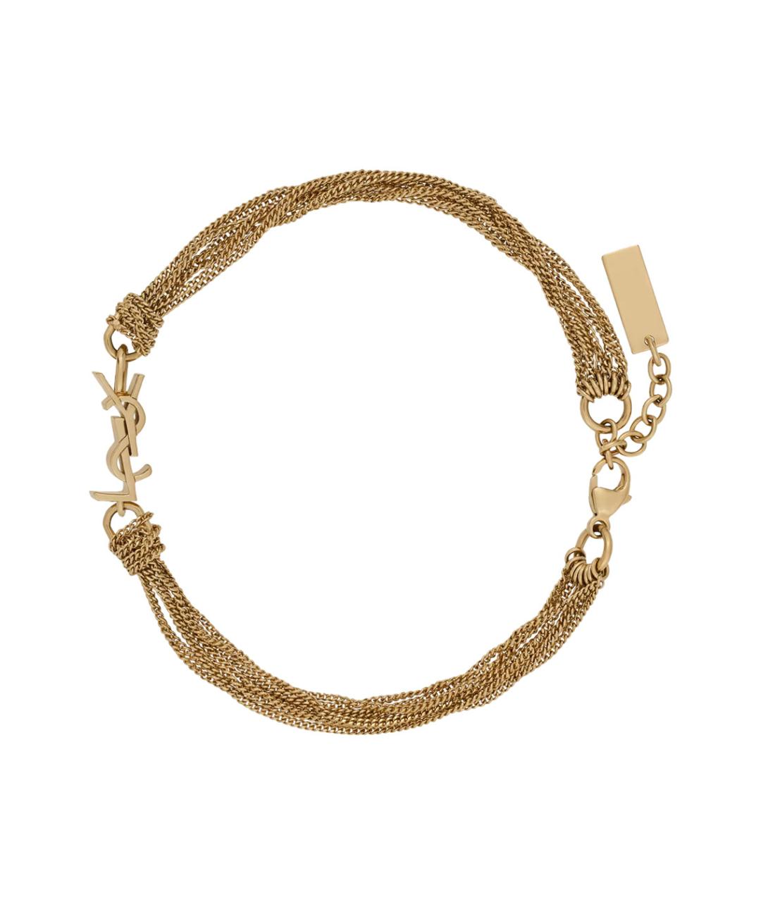 SAINT LAURENT Золотой металлический браслет, фото 2