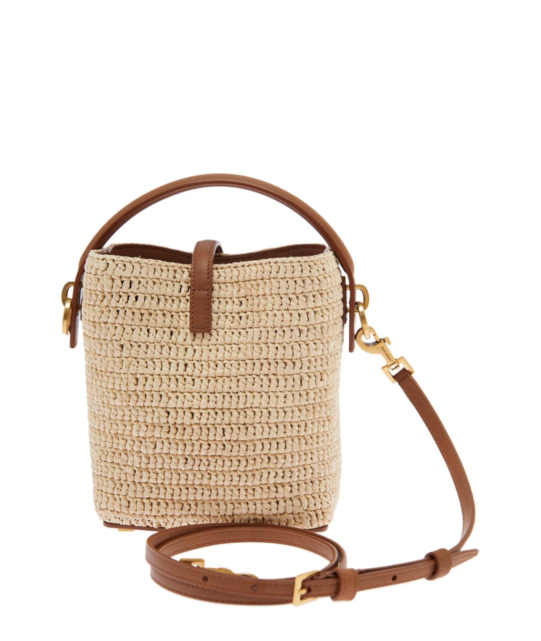 SAINT LAURENT Бежевая пелетеная сумка через плечо, фото 2