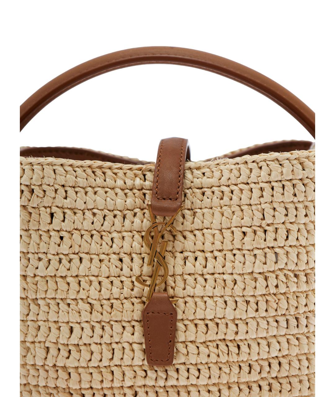 SAINT LAURENT Бежевая пелетеная сумка через плечо, фото 3