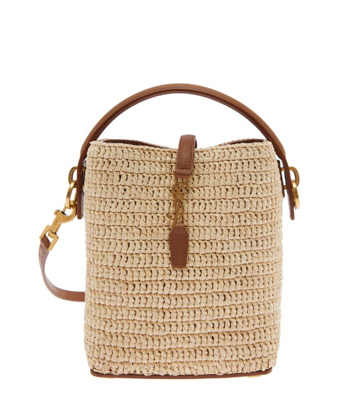 SAINT LAURENT Бежевая пелетеная сумка через плечо, фото 1