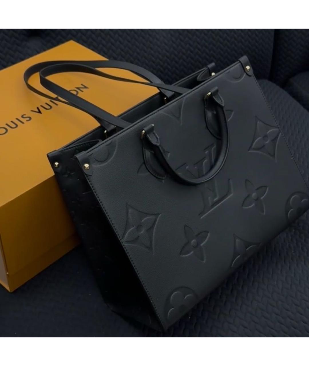 LOUIS VUITTON Черная кожаная сумка с короткими ручками, фото 3