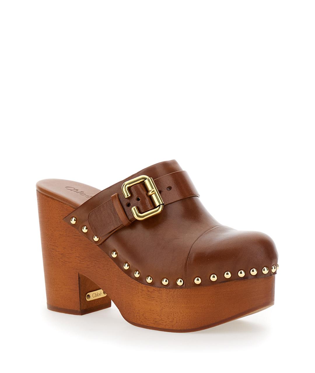 CHLOE Коричневые кожаные мюли, фото 2