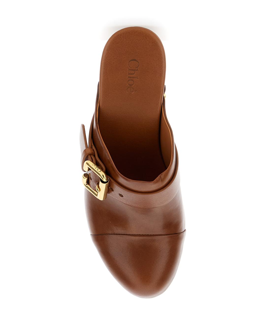 CHLOE Коричневые кожаные мюли, фото 4