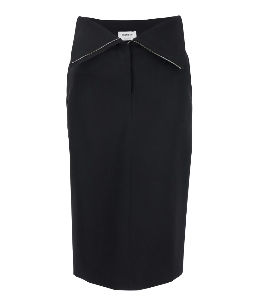 ALEXANDER MCQUEEN Черная шерстяная юбка миди, фото 1