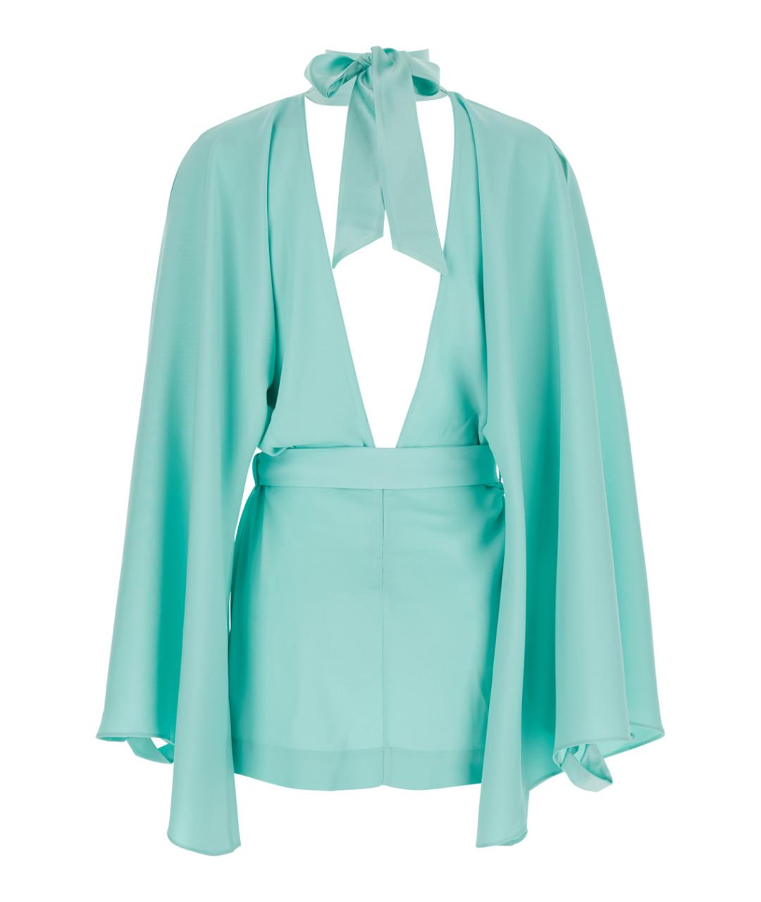 TALLER MARMO Бирюзовое ацетатное коктейльное платье, фото 2