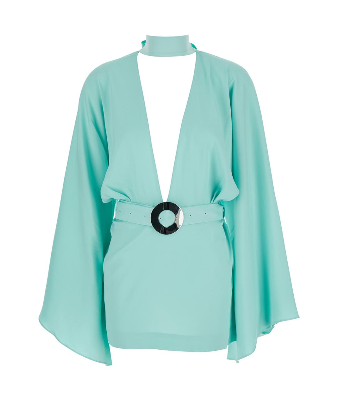 TALLER MARMO Бирюзовое ацетатное коктейльное платье, фото 1