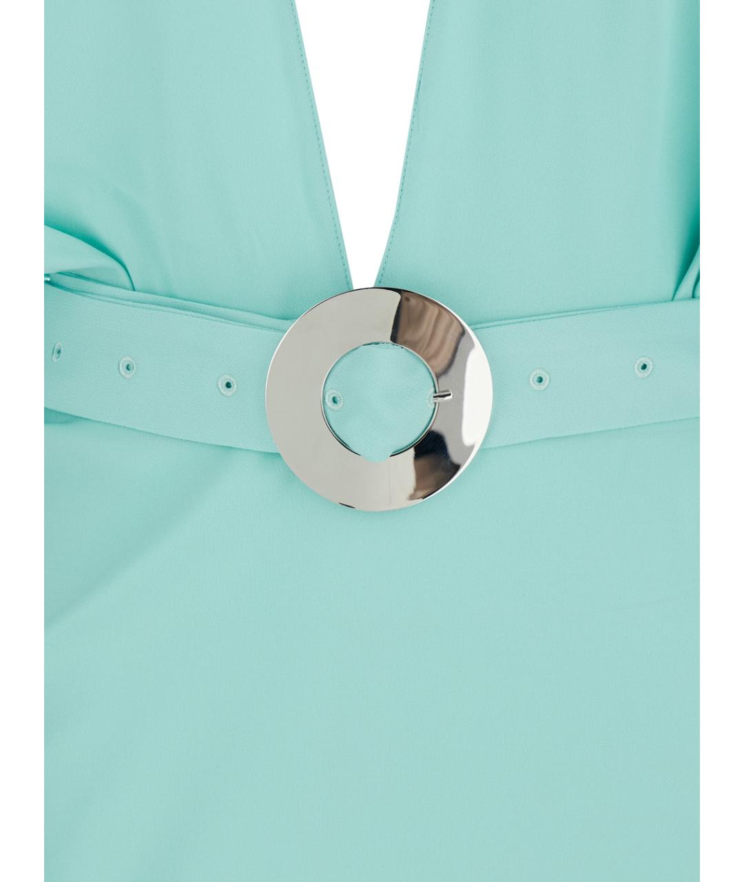 TALLER MARMO Бирюзовое ацетатное коктейльное платье, фото 3