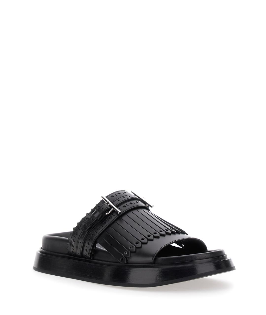 ALEXANDER MCQUEEN Черные кожаные сандалии, фото 2