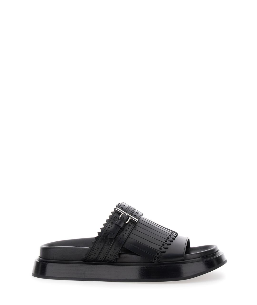 ALEXANDER MCQUEEN Черные кожаные сандалии, фото 1