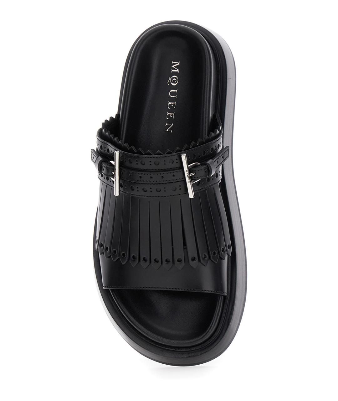 ALEXANDER MCQUEEN Черные кожаные сандалии, фото 4