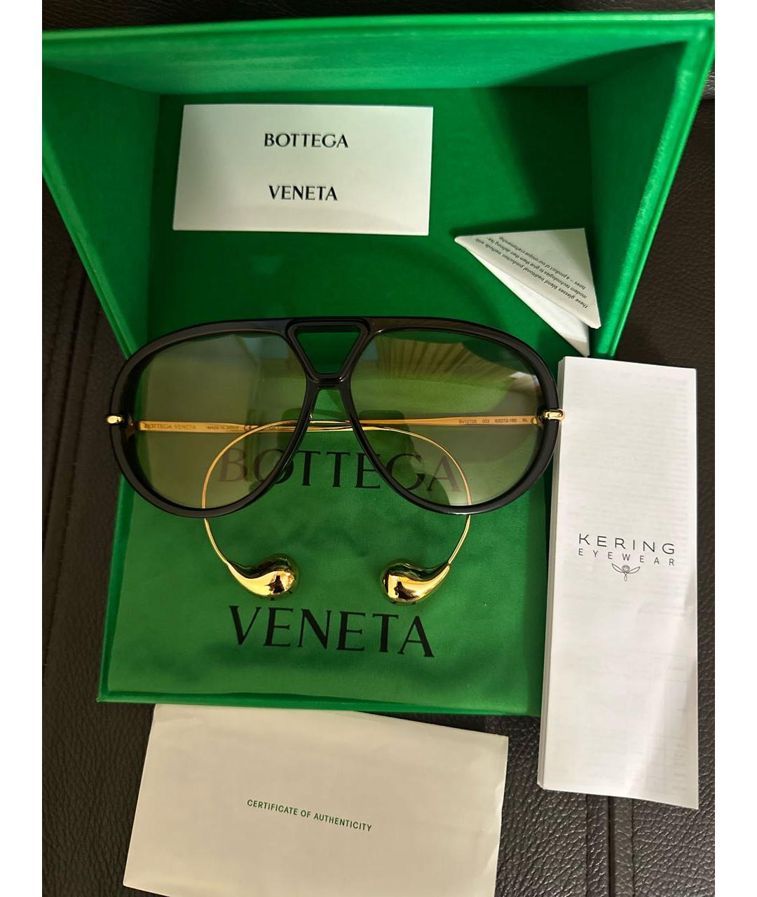 BOTTEGA VENETA Коричневые пластиковые солнцезащитные очки, фото 2