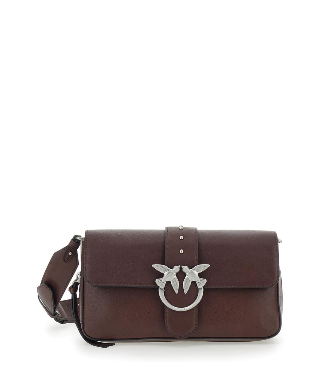 PINKO Коричневая кожаная сумка через плечо, фото 1