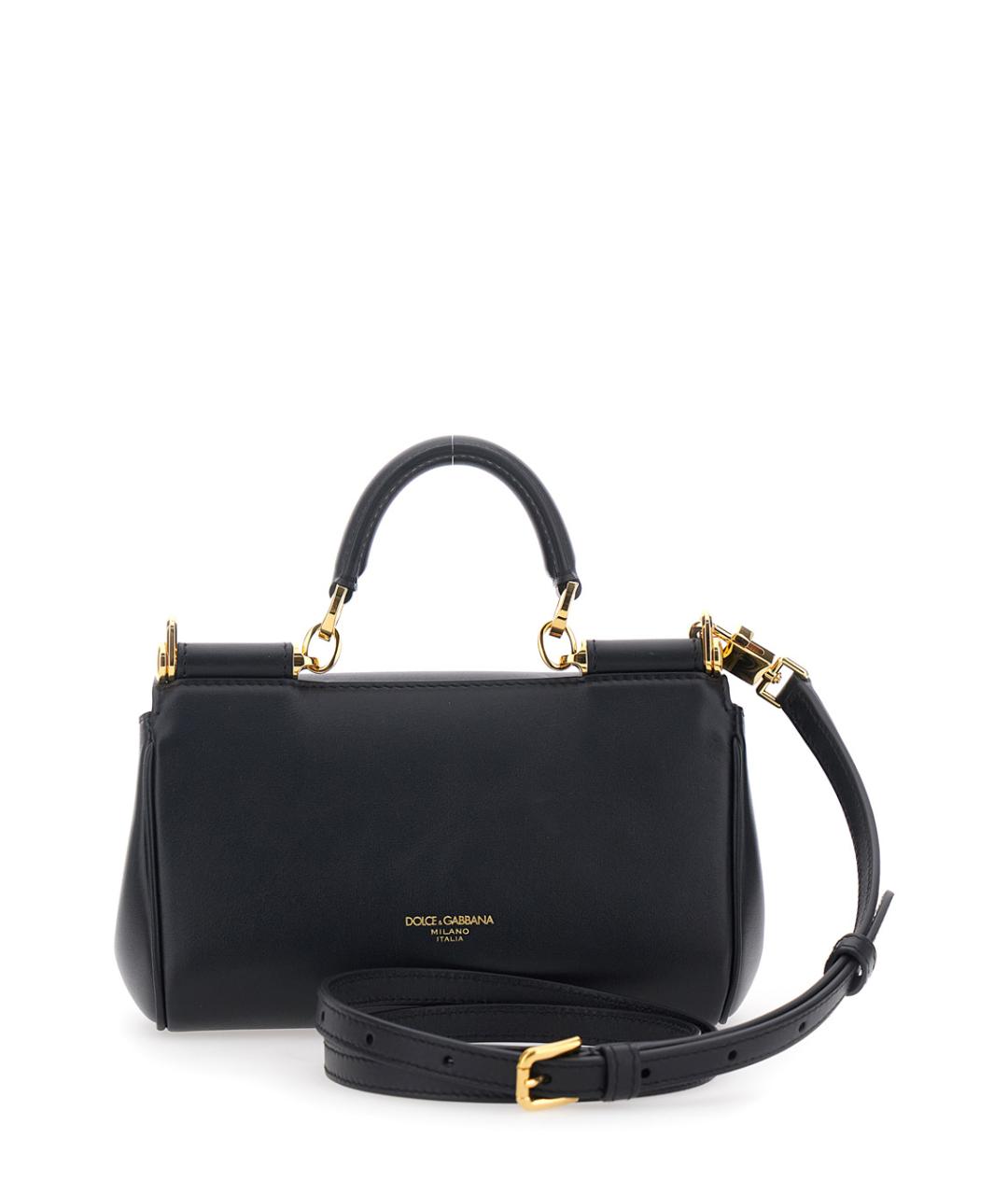 DOLCE&GABBANA Черная кожаная сумка с короткими ручками, фото 2