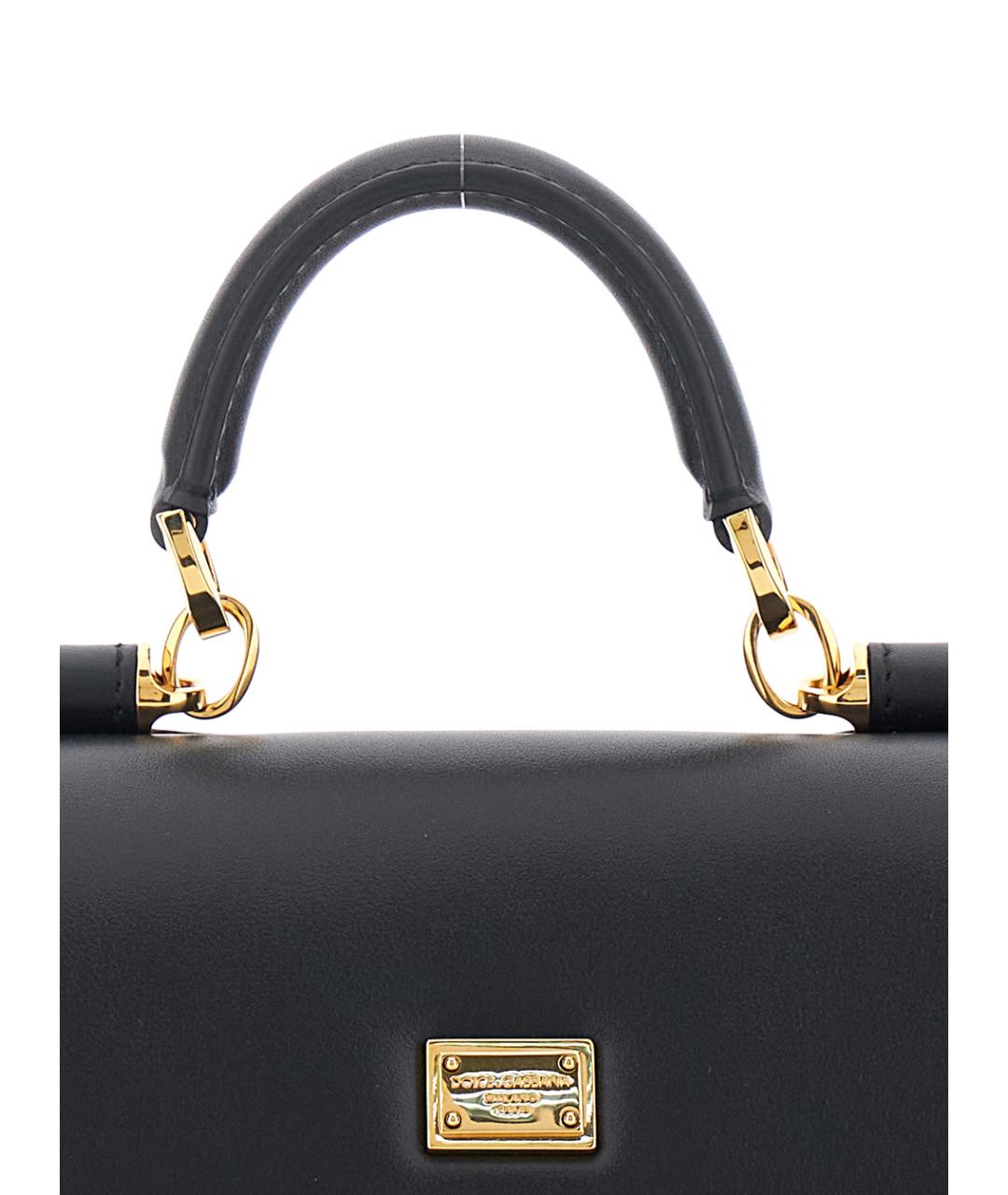 DOLCE&GABBANA Черная кожаная сумка с короткими ручками, фото 3