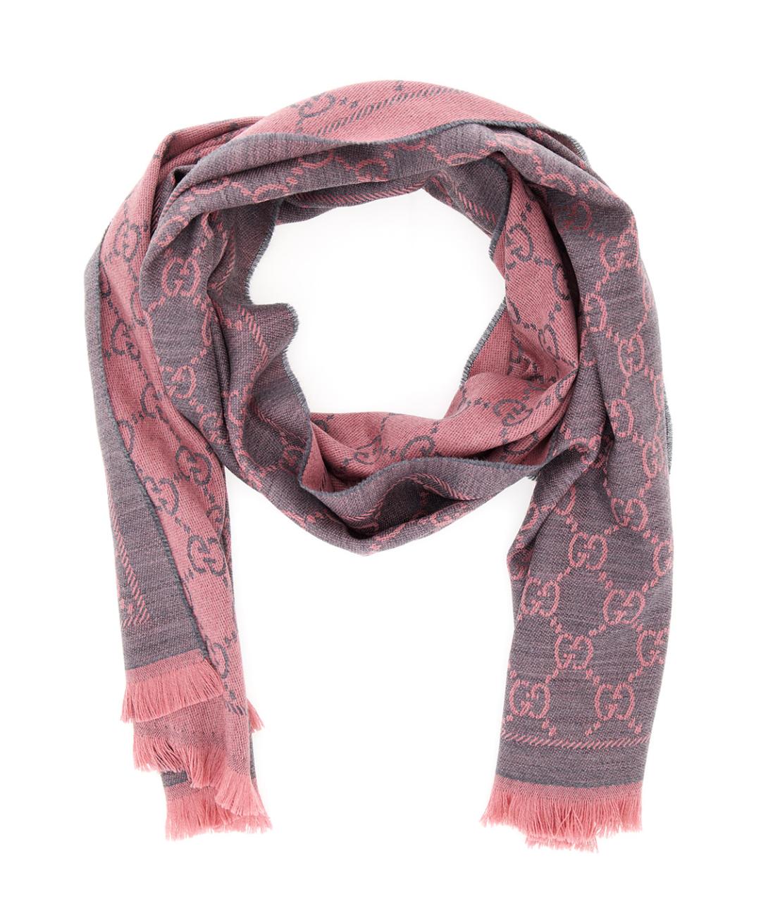 GUCCI Розовый шерстяной шарф, фото 2