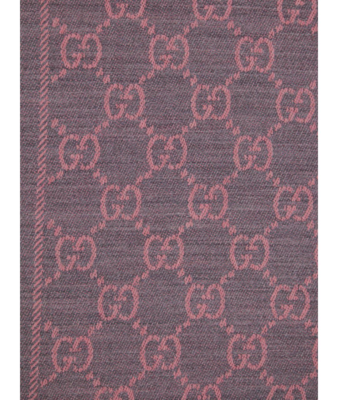 GUCCI Розовый шерстяной шарф, фото 3