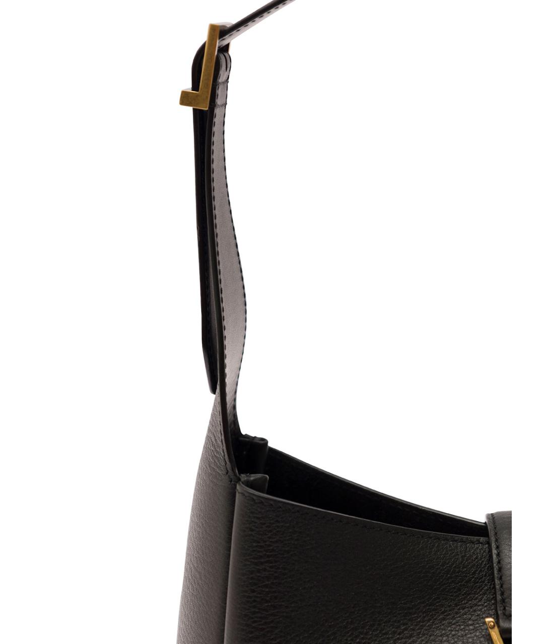 SAINT LAURENT Черная кожаная сумка через плечо, фото 3