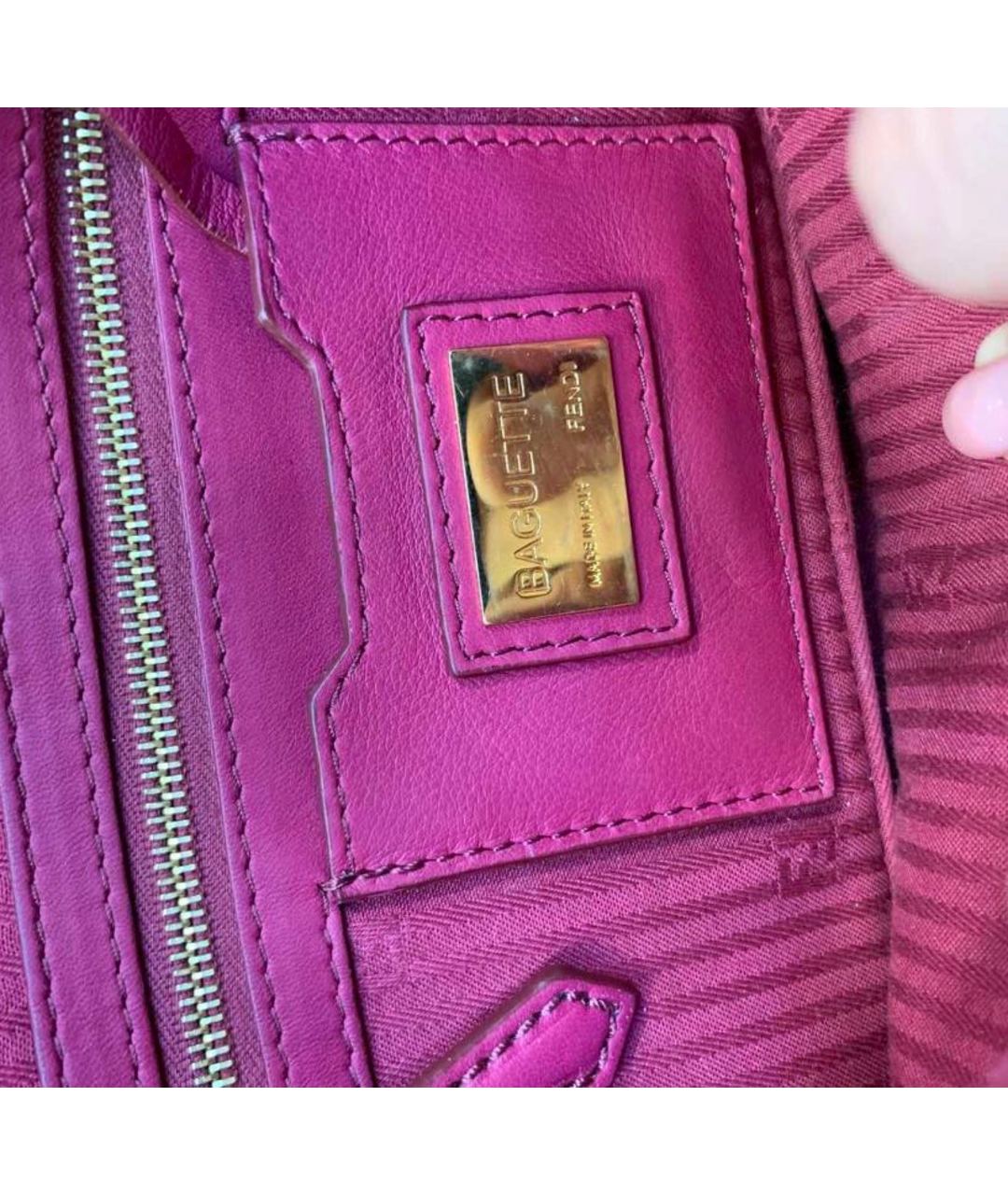 FENDI Розовая кожаная сумка тоут, фото 5