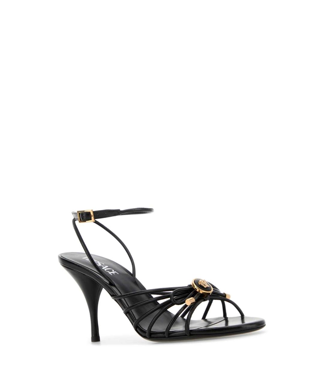 VERSACE Черные кожаные босоножки, фото 2