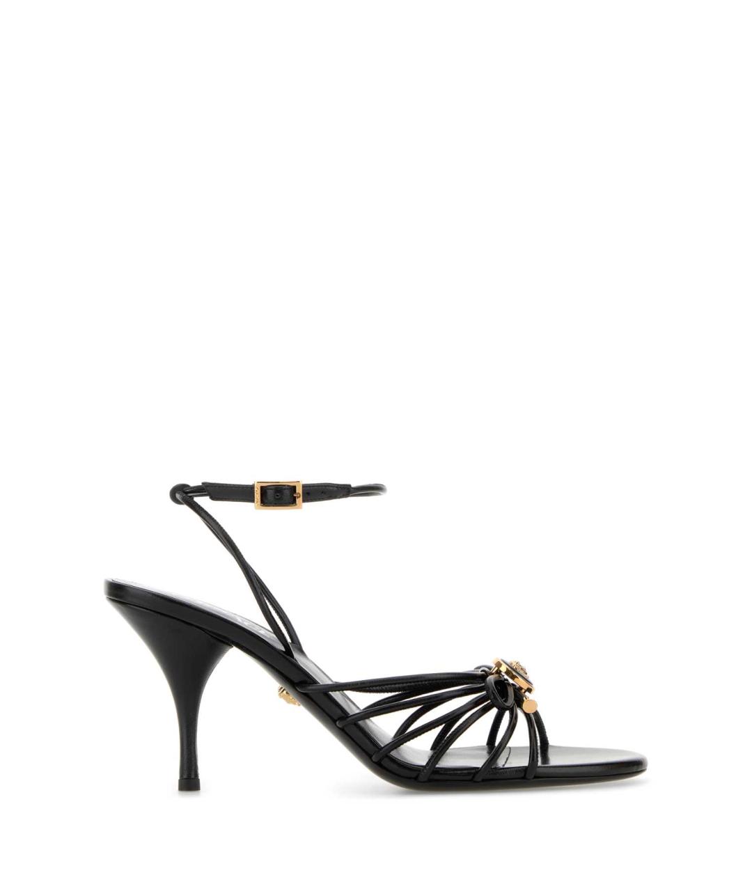VERSACE Черные кожаные босоножки, фото 1