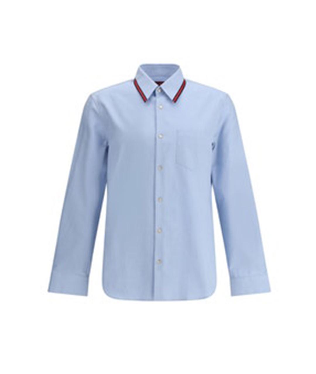 GUCCI Голубая хлопковая классическая рубашка, фото 1
