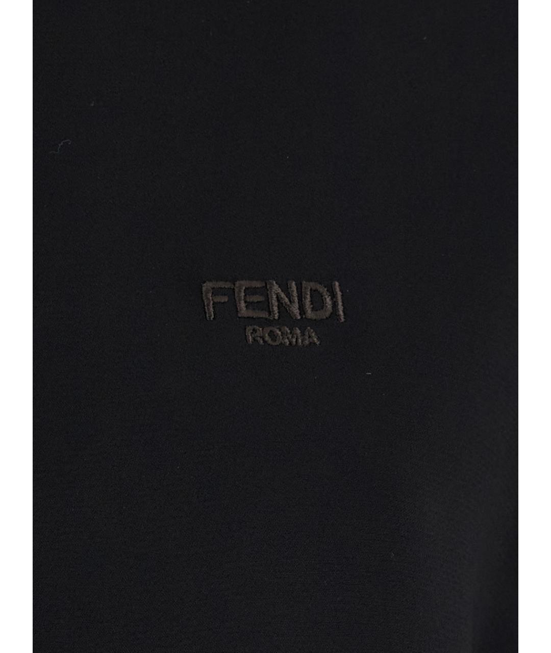 FENDI Черная шелковая футболка, фото 3