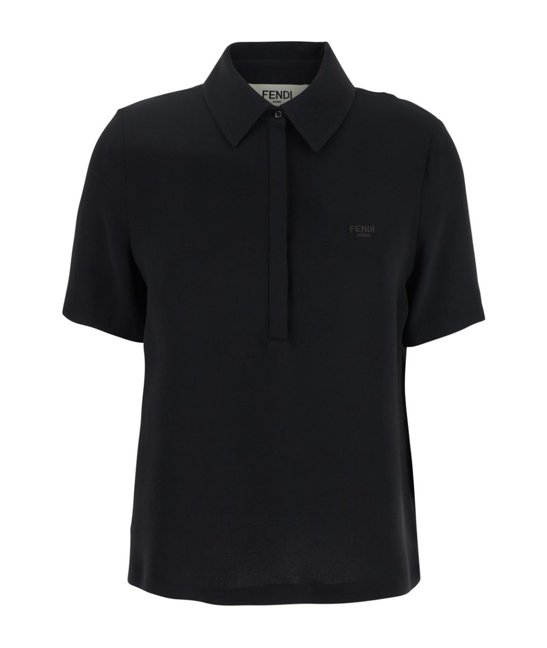 FENDI Черная шелковая футболка, фото 1