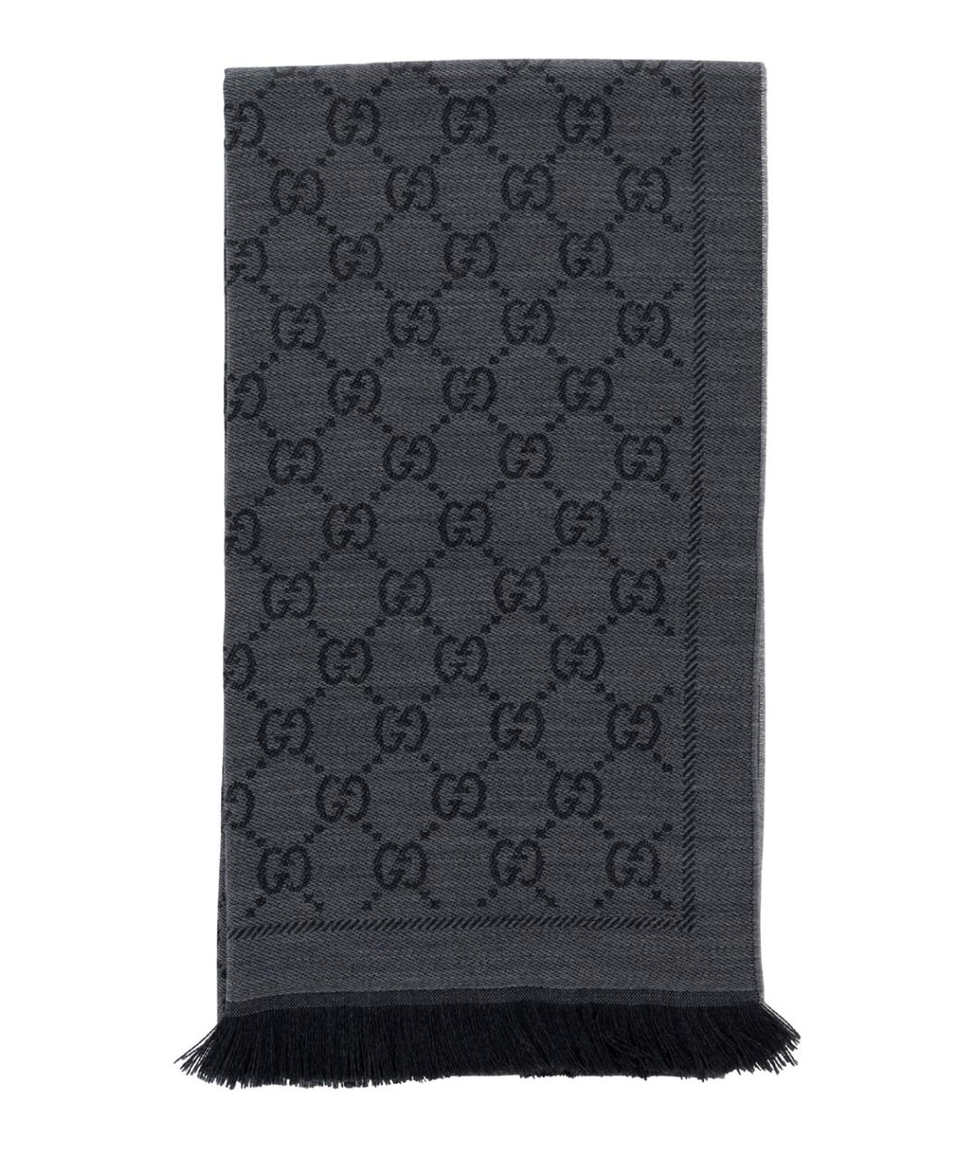 GUCCI Серый шерстяной шарф, фото 1