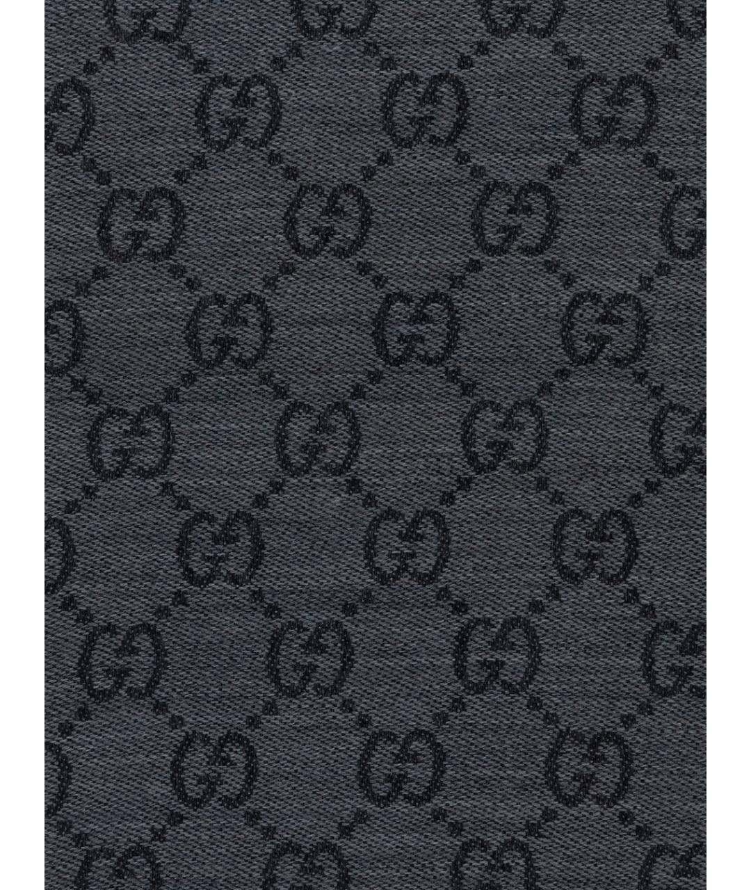 GUCCI Серый шерстяной шарф, фото 3