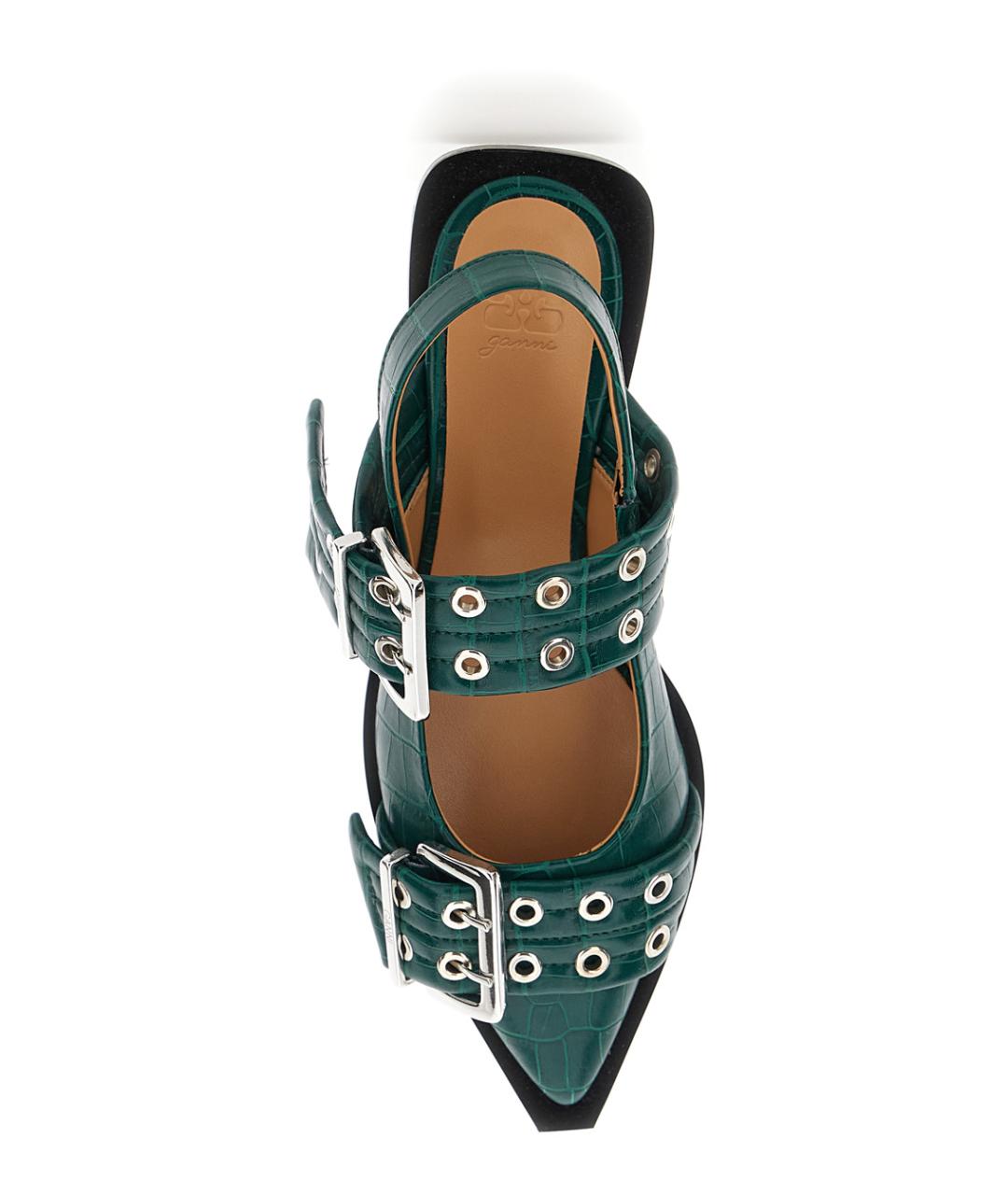 GANNI Зеленые кожаные балетки, фото 4