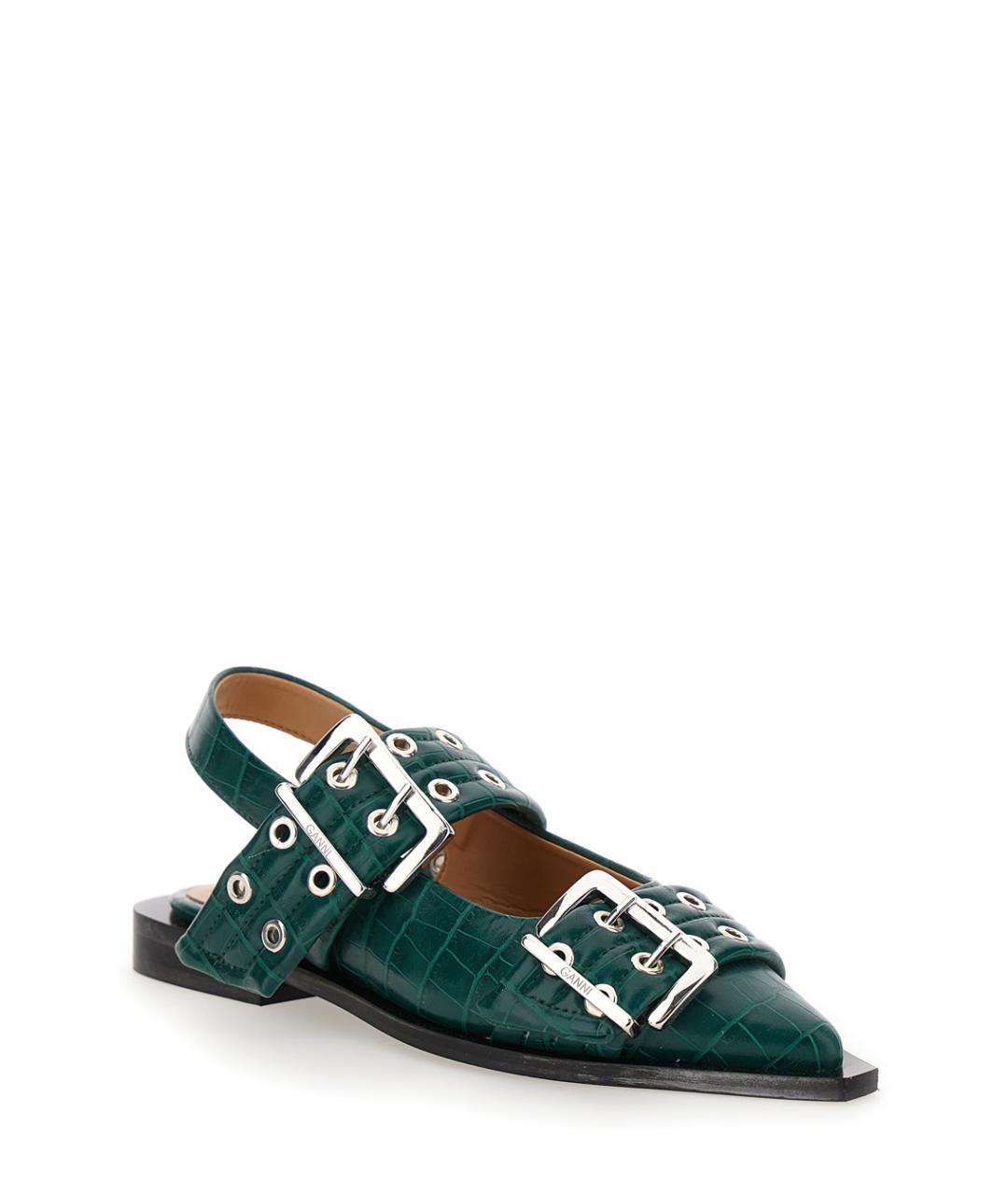 GANNI Зеленые кожаные балетки, фото 2