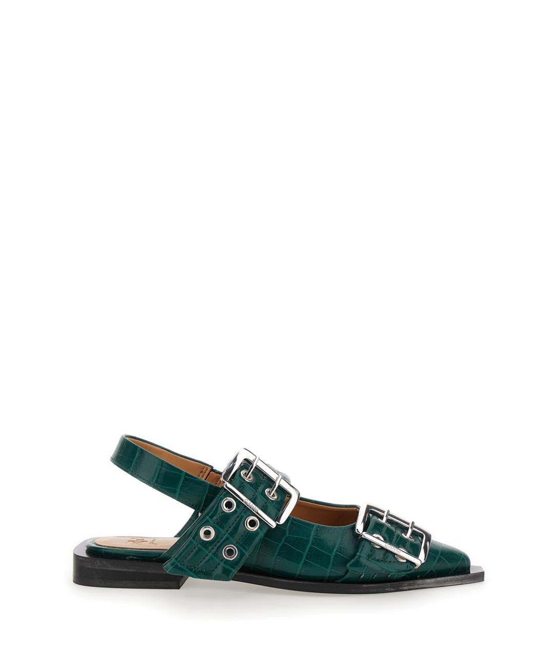 GANNI Зеленые кожаные балетки, фото 1