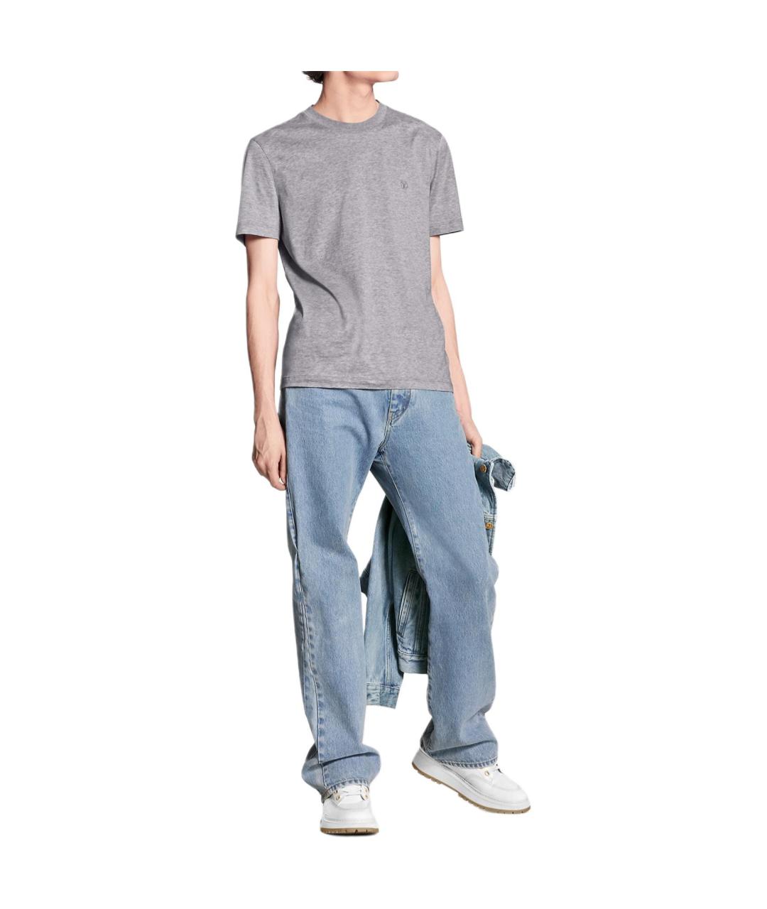 LOUIS VUITTON Серая хлопковая футболка, фото 4