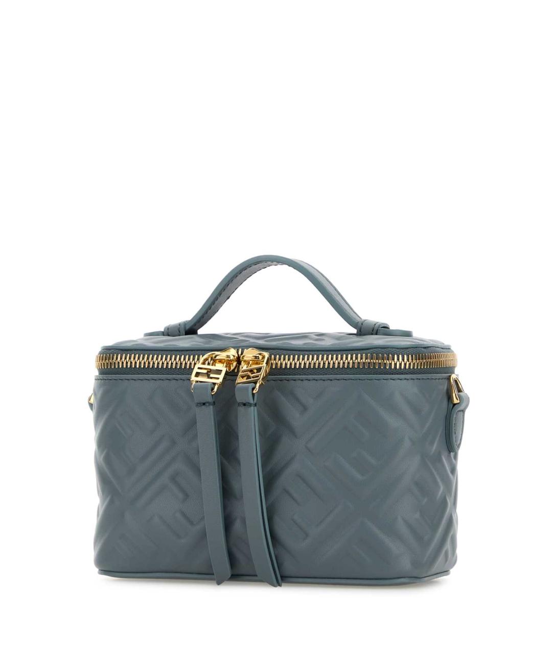 FENDI Голубая кожаная сумка с короткими ручками, фото 2