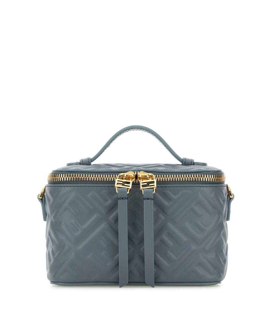 FENDI Голубая кожаная сумка с короткими ручками, фото 1