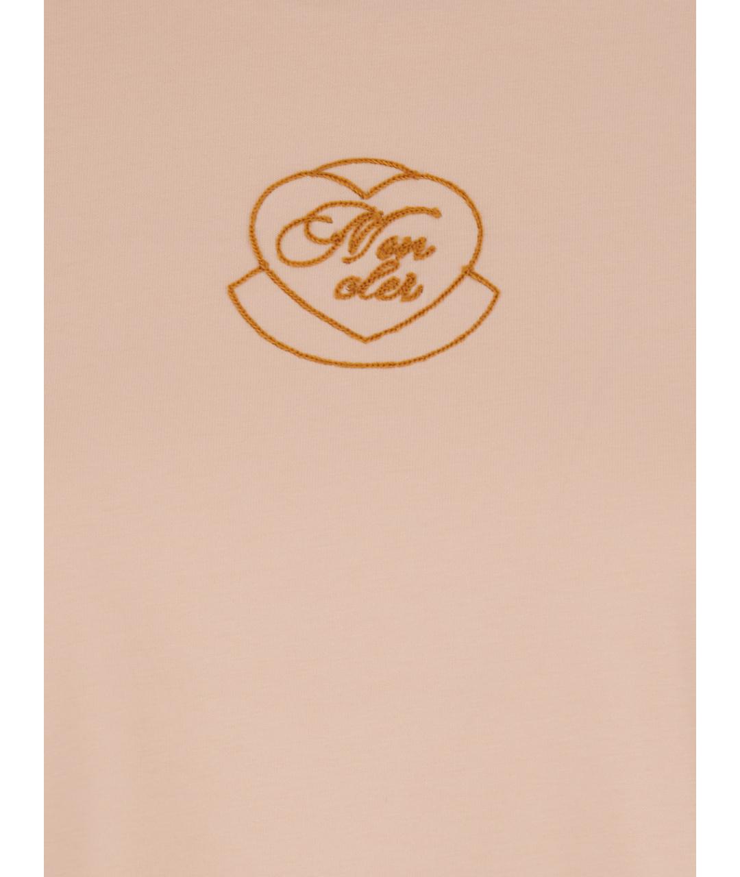 MONCLER Розовая хлопковая футболка, фото 3