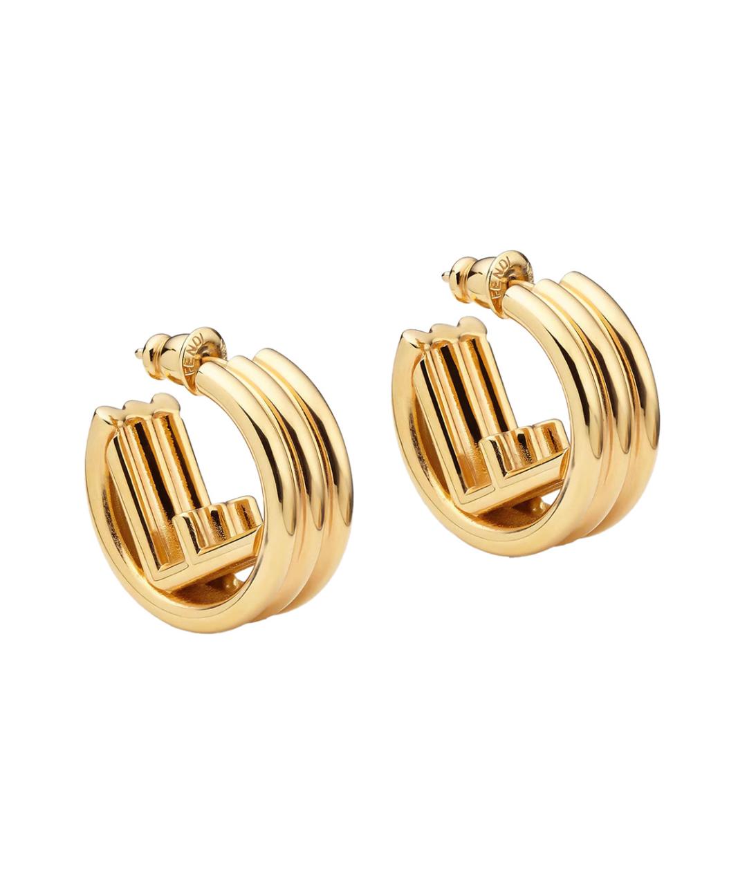 FENDI Золотые металлические серьги, фото 1