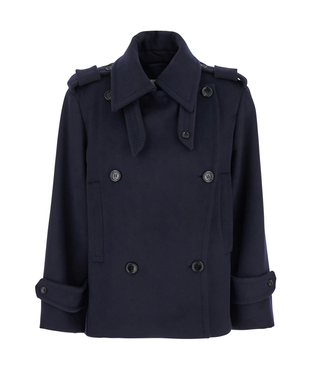 MAX MARA Синий шерстяной тренч/плащ, фото 1