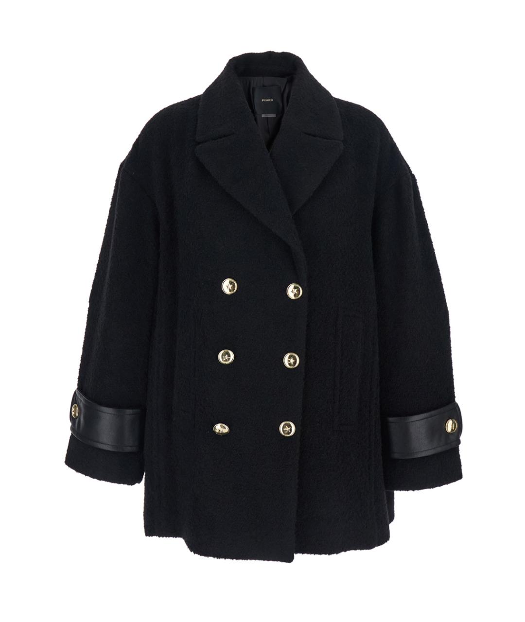 PINKO Черное полиэстеровое пальто, фото 1