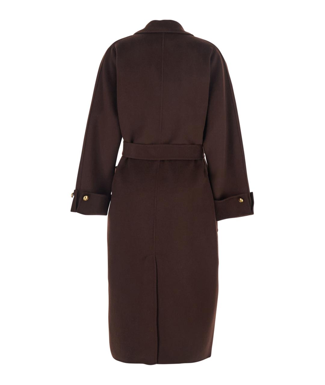 ELISABETTA FRANCHI Коричневое шерстяное пальто, фото 2