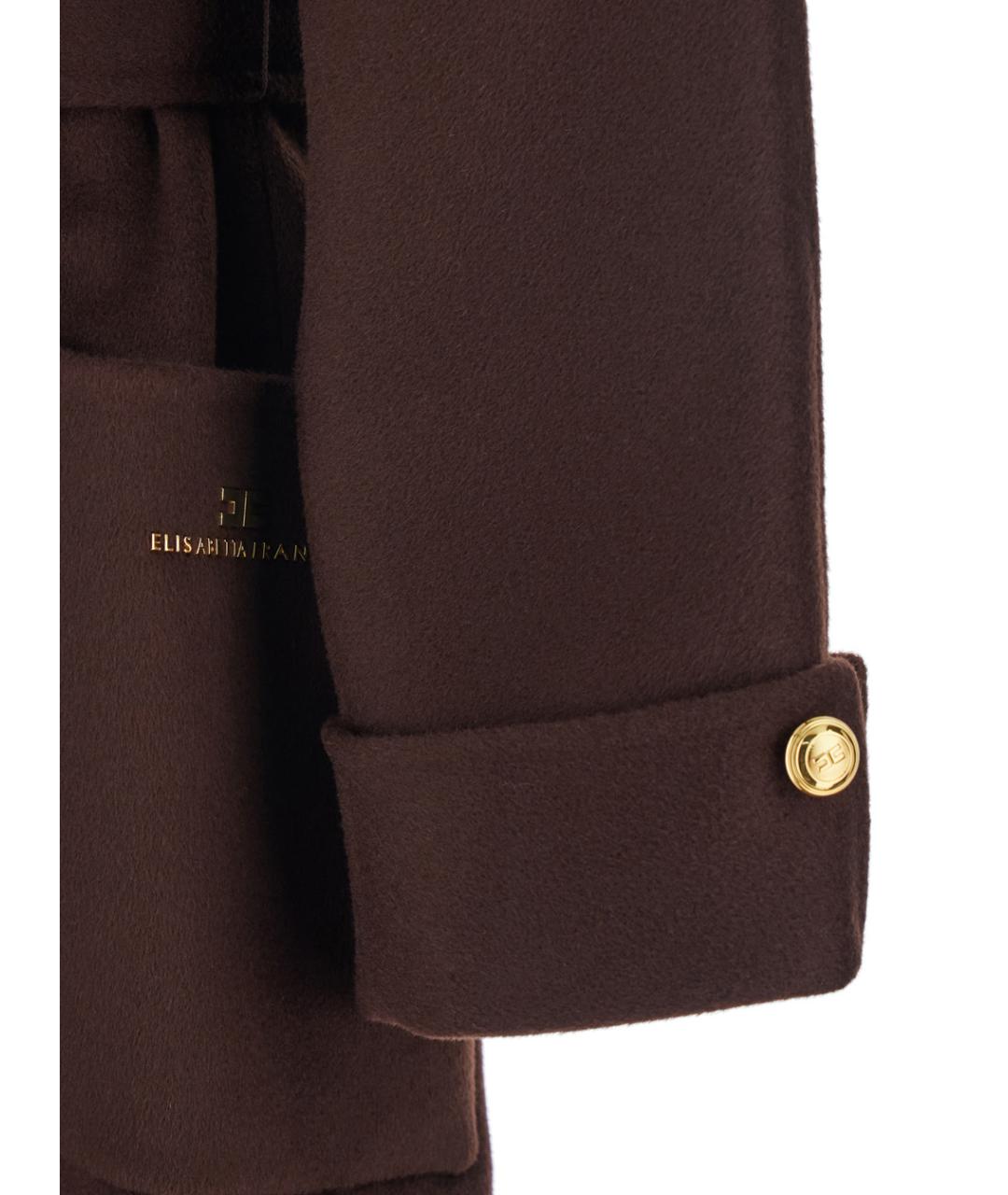 ELISABETTA FRANCHI Коричневое шерстяное пальто, фото 3