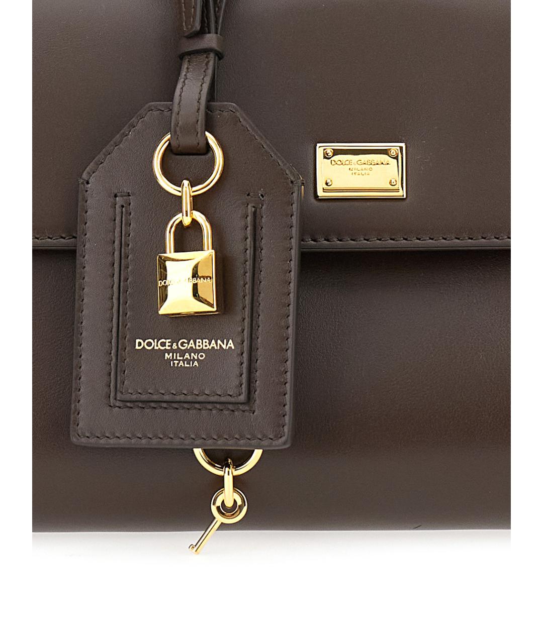 DOLCE&GABBANA Коричневая кожаная сумка с короткими ручками, фото 3
