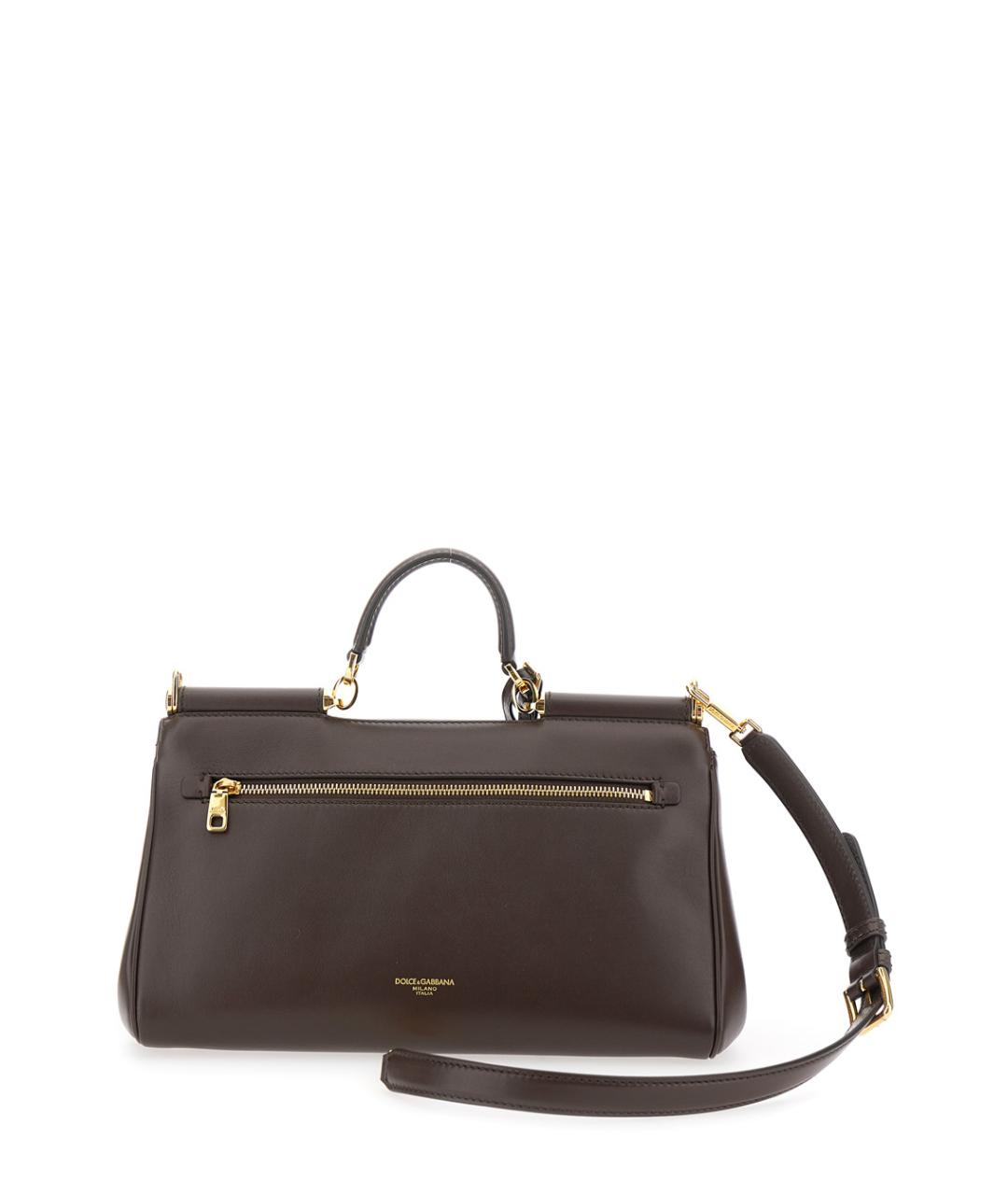 DOLCE&GABBANA Коричневая кожаная сумка с короткими ручками, фото 2
